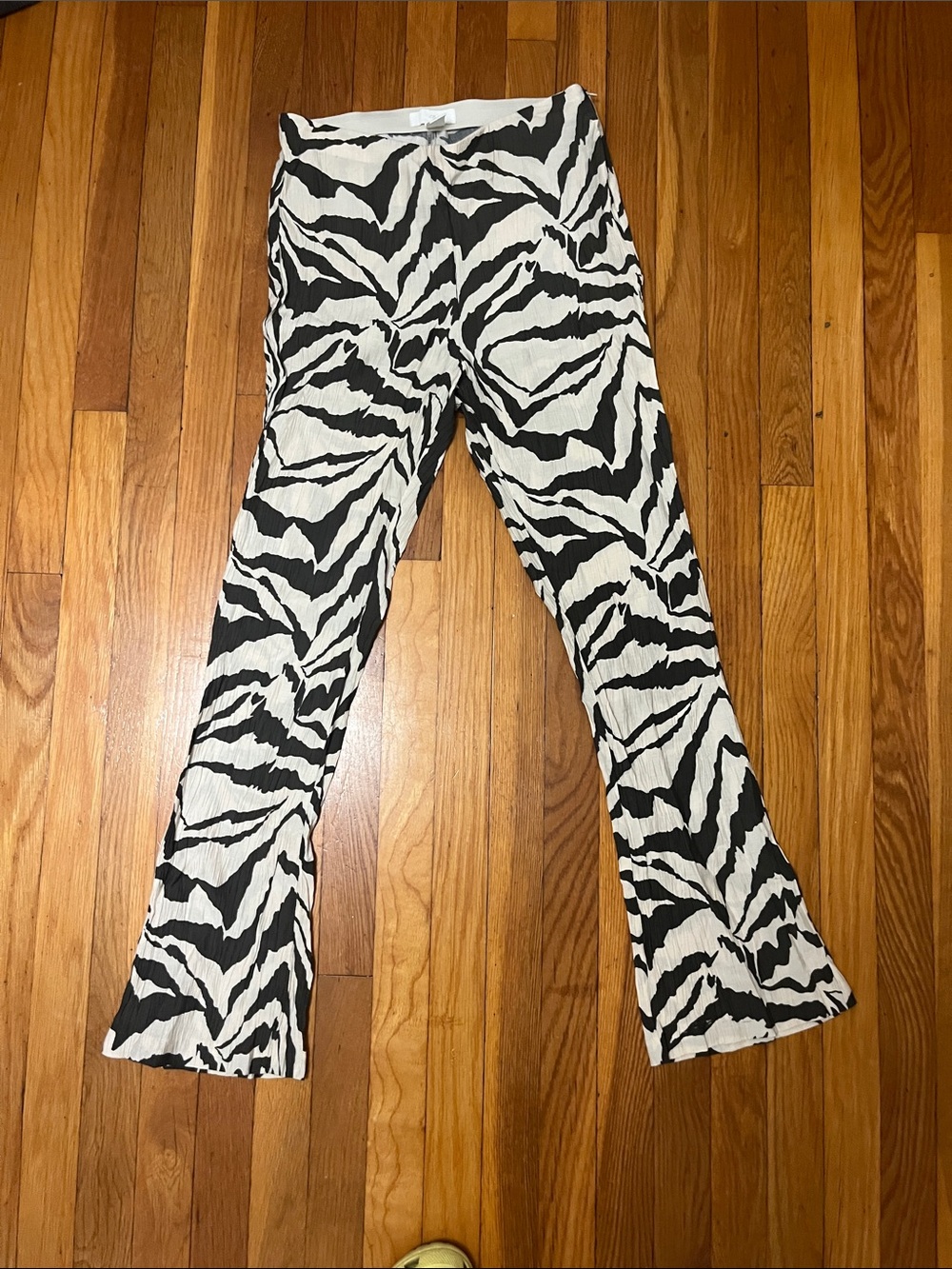 H&M Black & White Zebra-Print Flare Pants